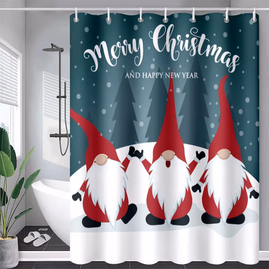 Cortina de chuveiro PEVA impermeável para banheiro, com 12 ganchos de plástico